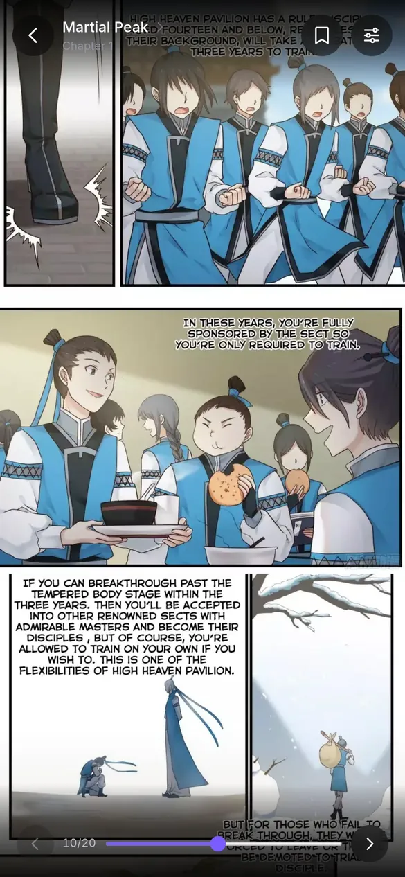 Uchiyomi on a phone: the webtoon reader showing a vertical strip of panels
